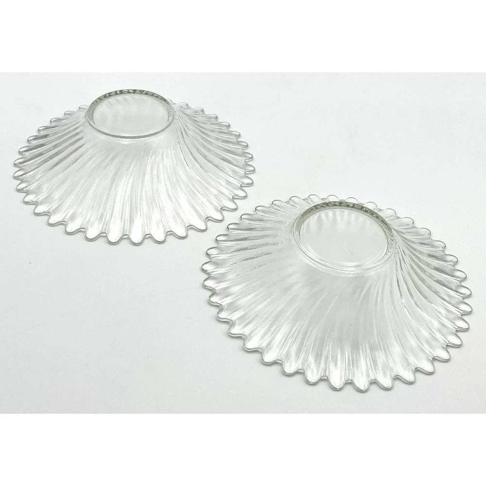 Vintage‎ Clear Swirl Glass Votive Candle Holders Set of 2 5.75
